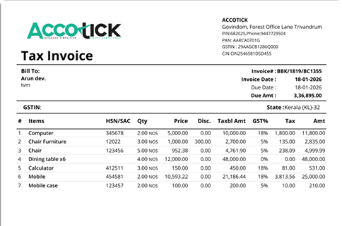 Tax Invoice Preview