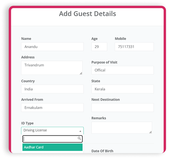Add Guest Details Form